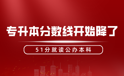 專升本分數線開始降了，51分就讀公辦本科！